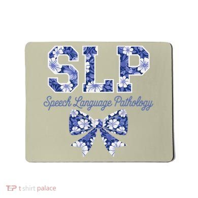 SLP Speech Language Pathology Floral Coquette Blue Bow Mousepad