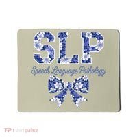 SLP Speech Language Pathology Floral Coquette Blue Bow Mousepad thumb 0