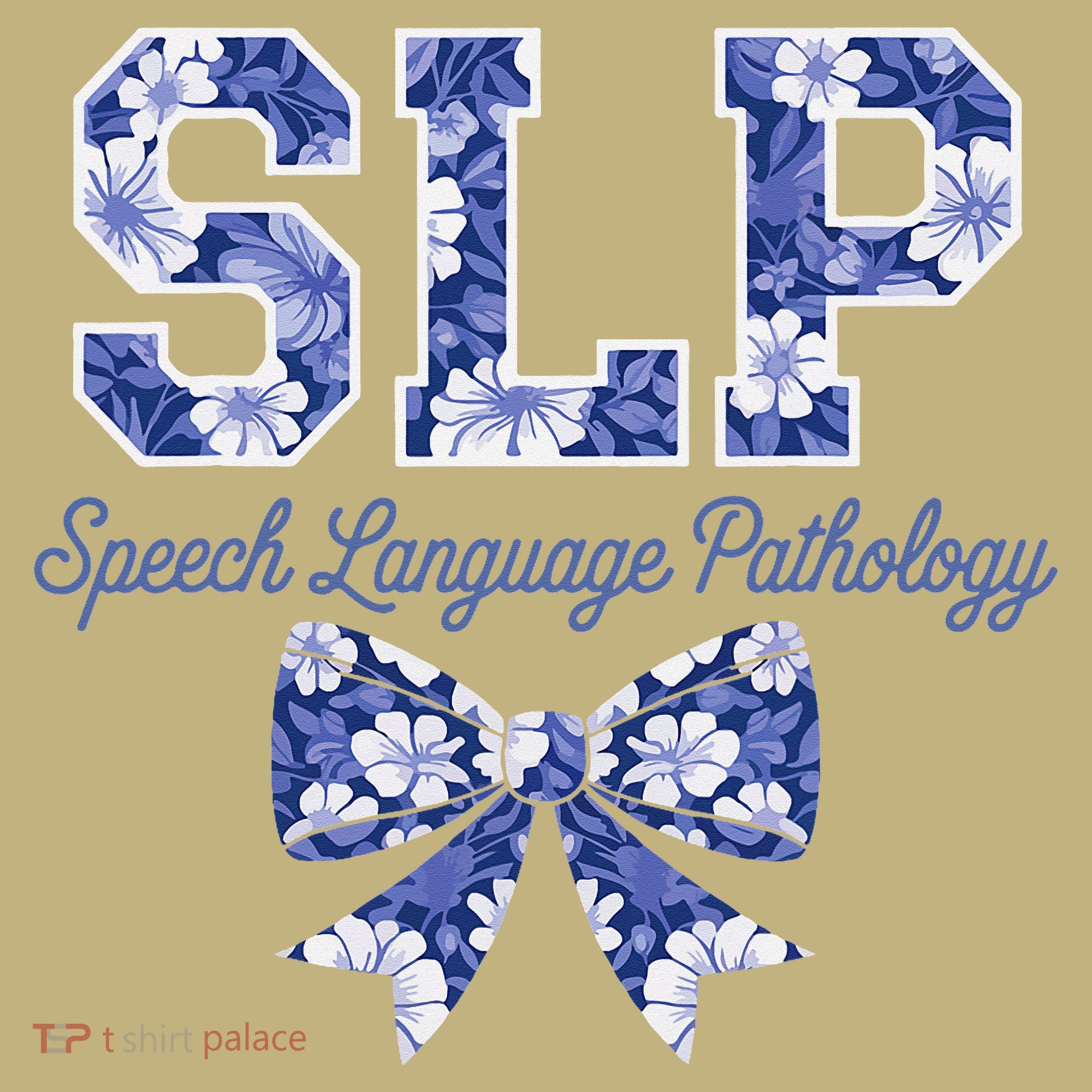 SLP Speech Language Pathology Floral Coquette Blue Bow Kids T-Shirt