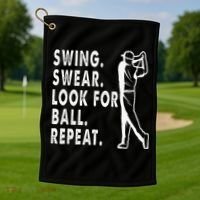Swing Swear Look For Ball Repeat Golf Towel thumb 1