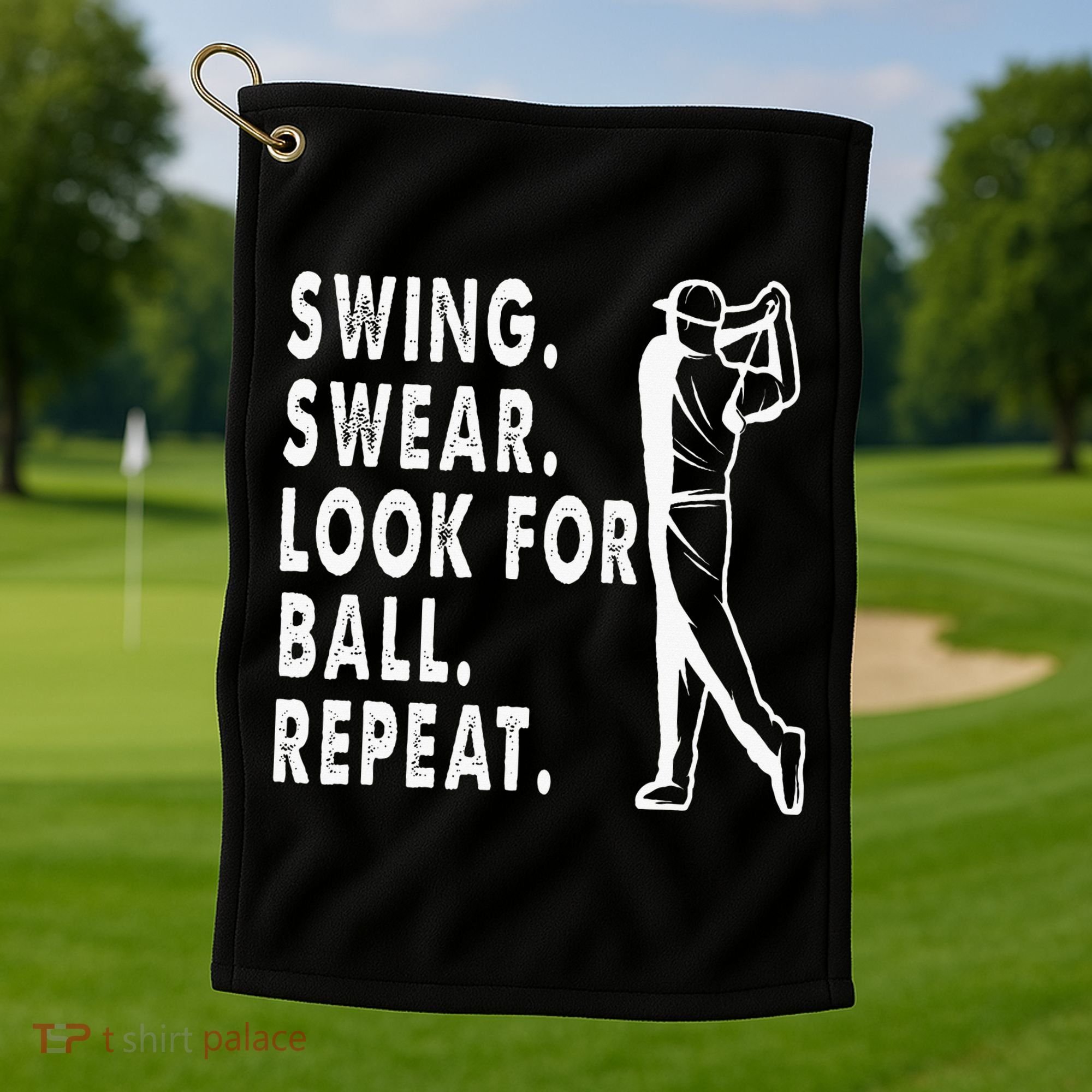 Swing Swear Look For Ball Repeat Golf Towel