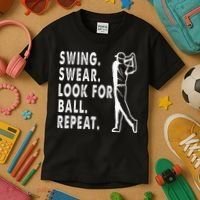 Swing Swear Look For Ball Repeat Kids T-Shirt thumb 3