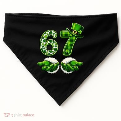 Six Seven Meme 67 St Patricks Day Shamrock Irish Clover USA-Made Doggie Bandana