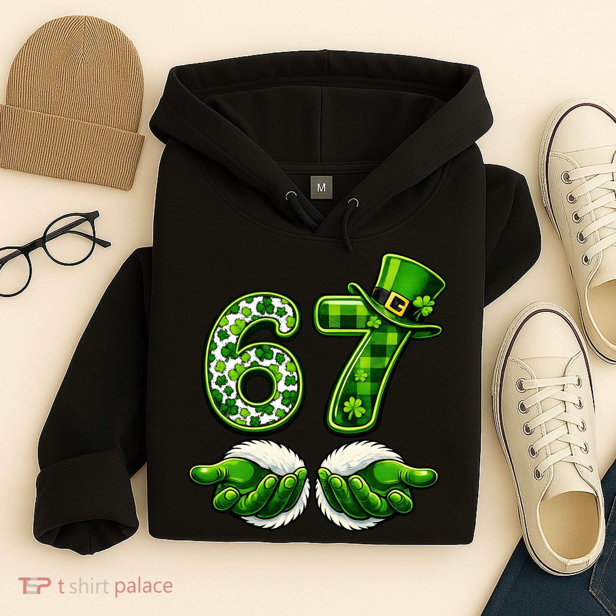 Six Seven Meme 67 St Patricks Day Shamrock Irish Clover Hoodie