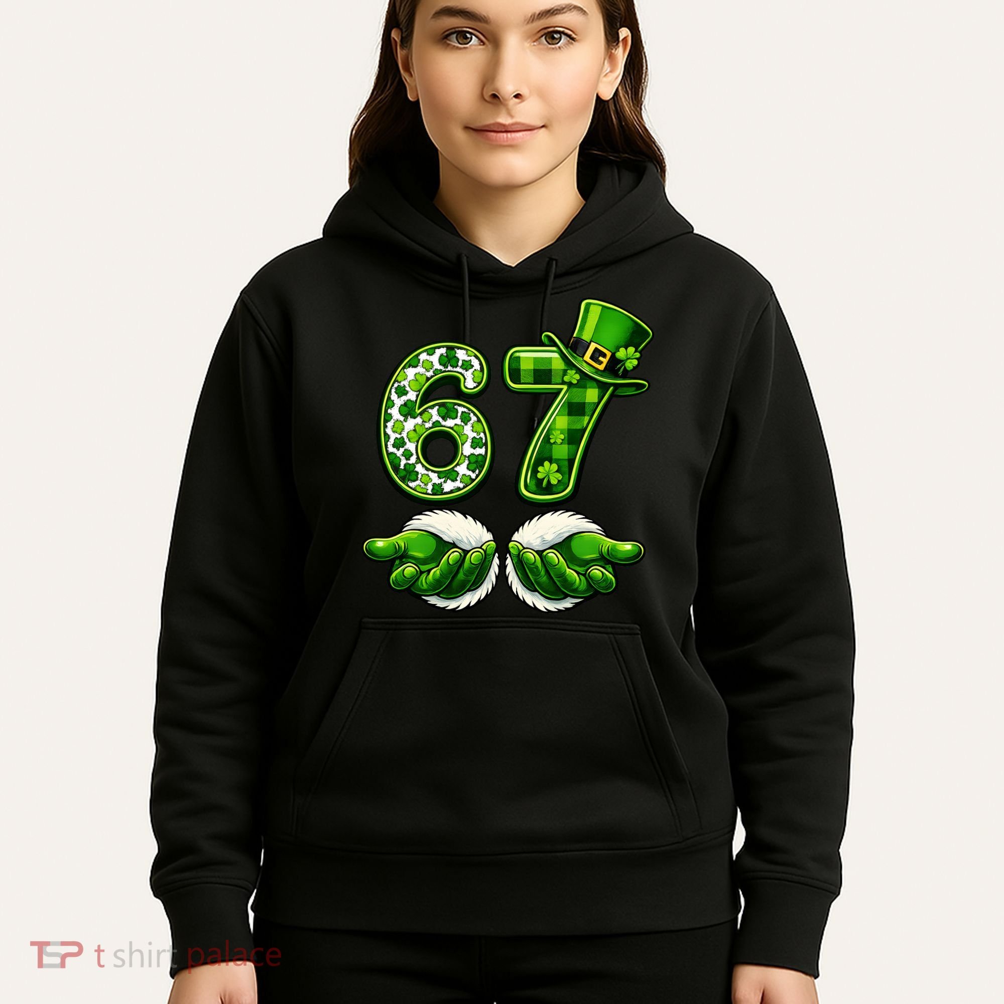 Six Seven Meme 67 St Patricks Day Shamrock Irish Clover Hoodie