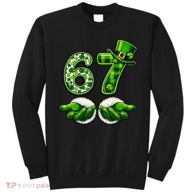 Six Seven Meme 67 St Patricks Day Shamrock Irish Clover Sweatshirt