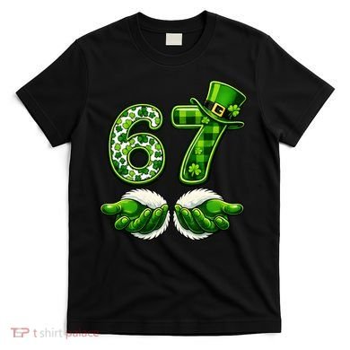 Six Seven Meme 67 St Patricks Day Shamrock Irish Clover T-Shirt