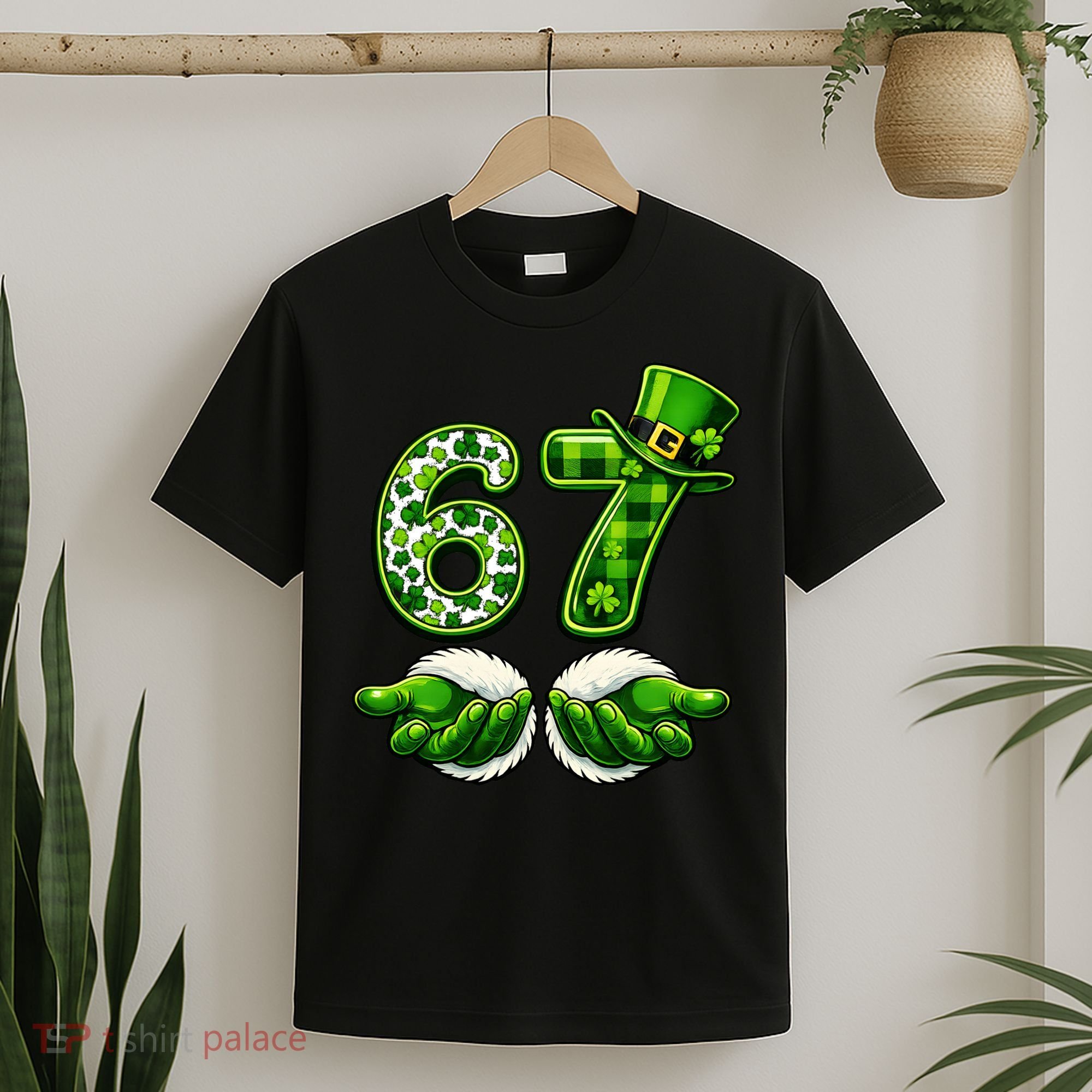 Six Seven Meme 67 St Patricks Day Shamrock Irish Clover T-Shirt