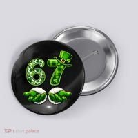 Six Seven Meme 67 St Patricks Day Shamrock Irish Clover Button thumb 0