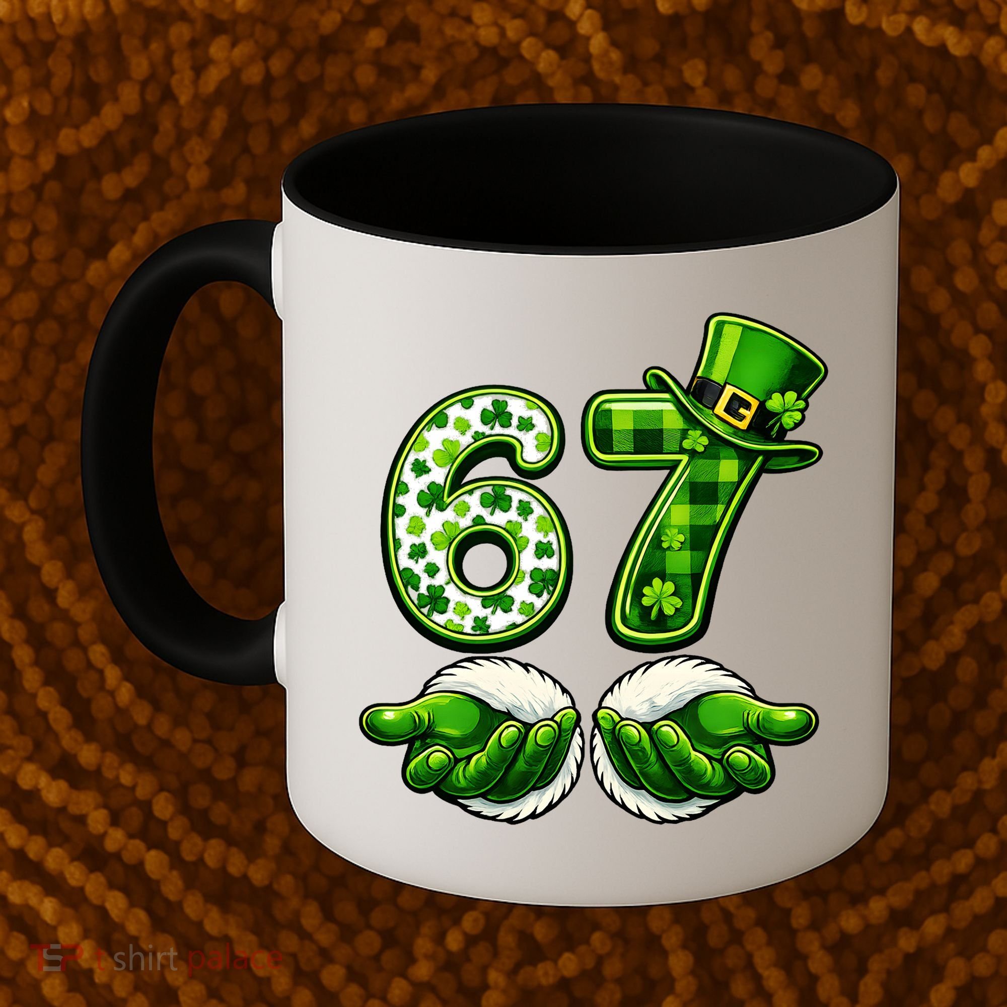 Six Seven Meme 67 St Patricks Day Shamrock Irish Clover Coffee Mug