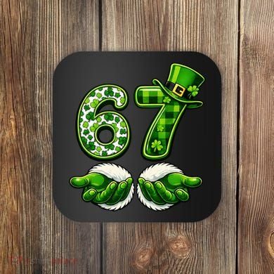 Six Seven Meme 67 St Patricks Day Shamrock Irish Clover Coaster