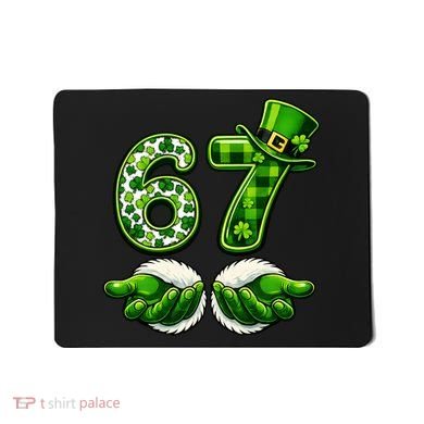 Six Seven Meme 67 St Patricks Day Shamrock Irish Clover Mousepad