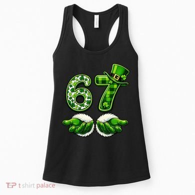 Six Seven Meme 67 St Patricks Day Shamrock Irish Clover Women's Tank Top