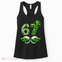 Six Seven Meme 67 St Patricks Day Shamrock Irish Clover Women's Tank Top thumb 0