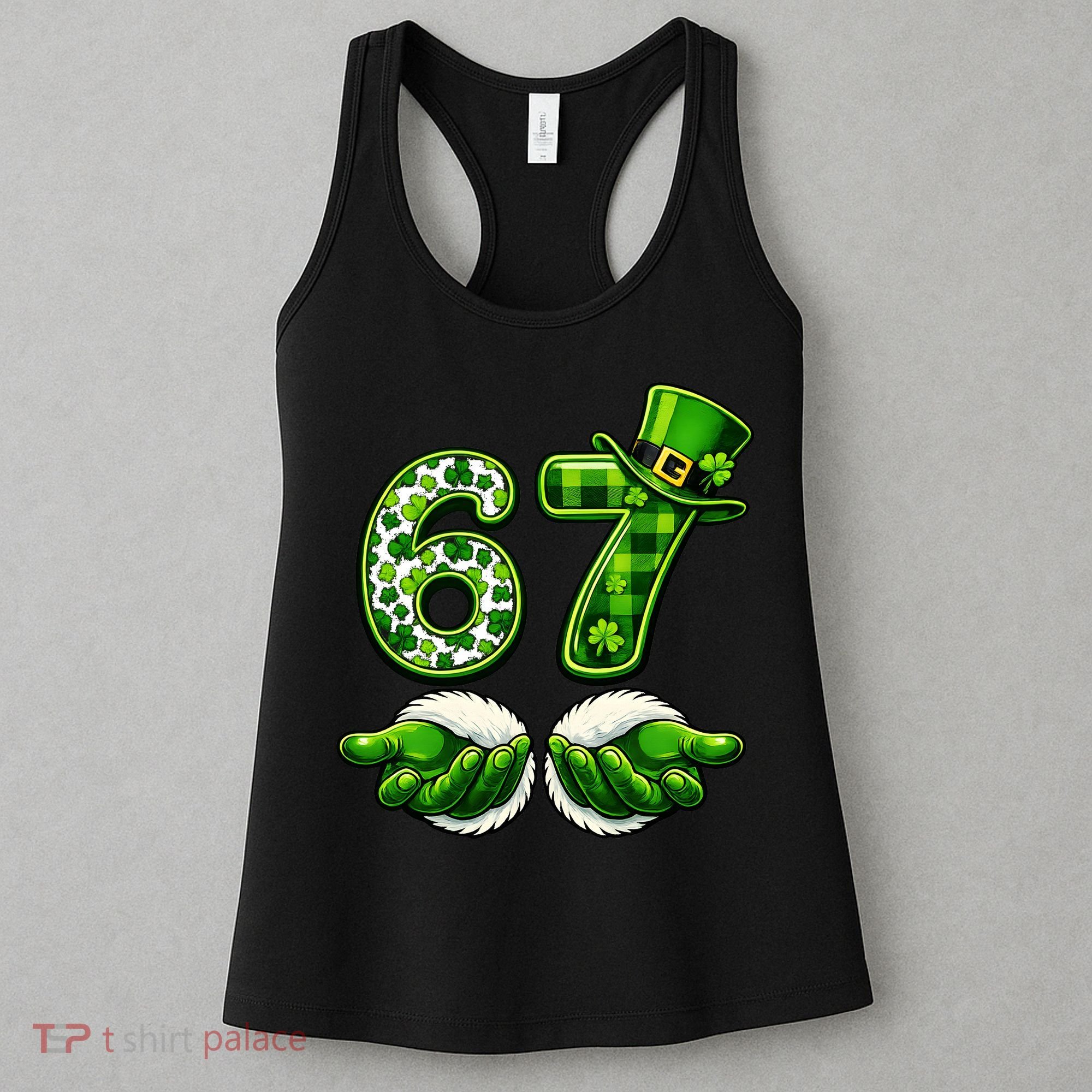 Six Seven Meme 67 St Patricks Day Shamrock Irish Clover Women's Tank Top