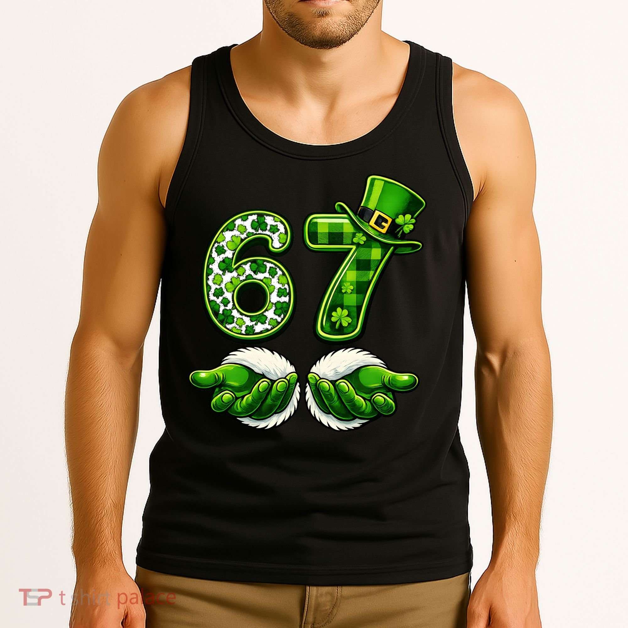 Six Seven Meme 67 St Patricks Day Shamrock Irish Clover Tank Top