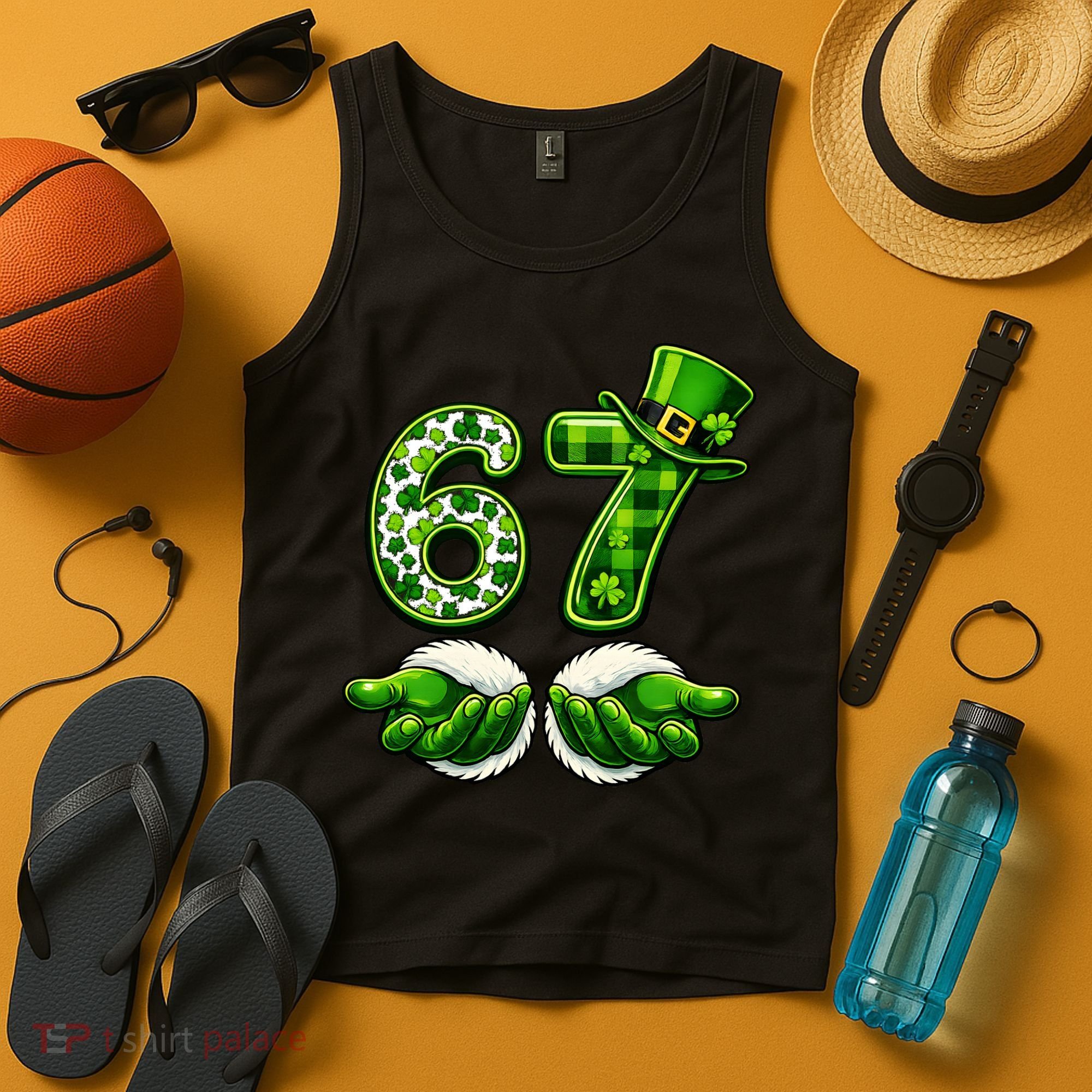 Six Seven Meme 67 St Patricks Day Shamrock Irish Clover Tank Top