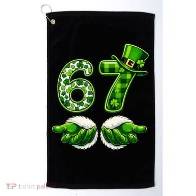 Six Seven Meme 67 St Patricks Day Shamrock Irish Clover Golf Towel