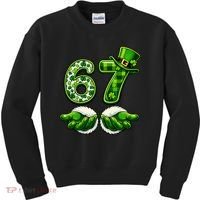 Six Seven Meme 67 St Patricks Day Shamrock Irish Clover Kids Sweatshirt thumb 0