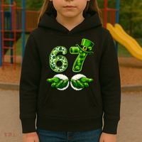 Six Seven Meme 67 St Patricks Day Shamrock Irish Clover Kids Hoodie thumb 3