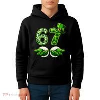 Six Seven Meme 67 St Patricks Day Shamrock Irish Clover Kids Hoodie thumb 4