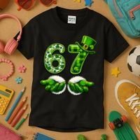 Six Seven Meme 67 St Patricks Day Shamrock Irish Clover Kids T-Shirt thumb 3