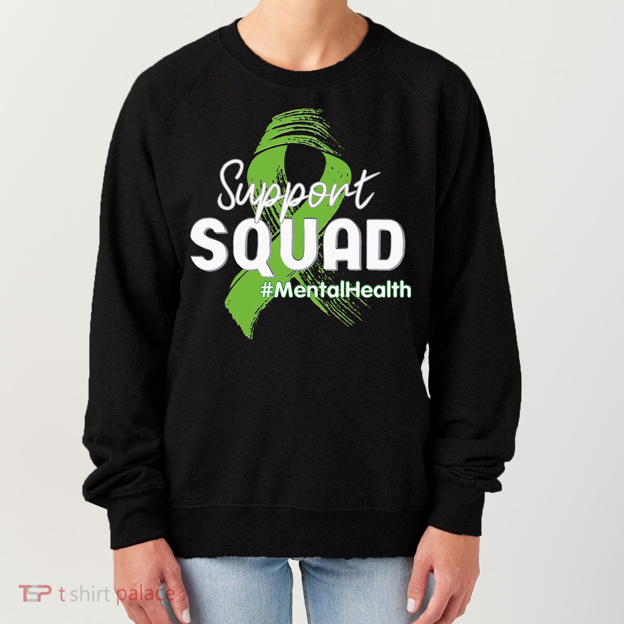 Support Squad Mental Health Awareness Lime Green Ribbon Women's Sweatshirt