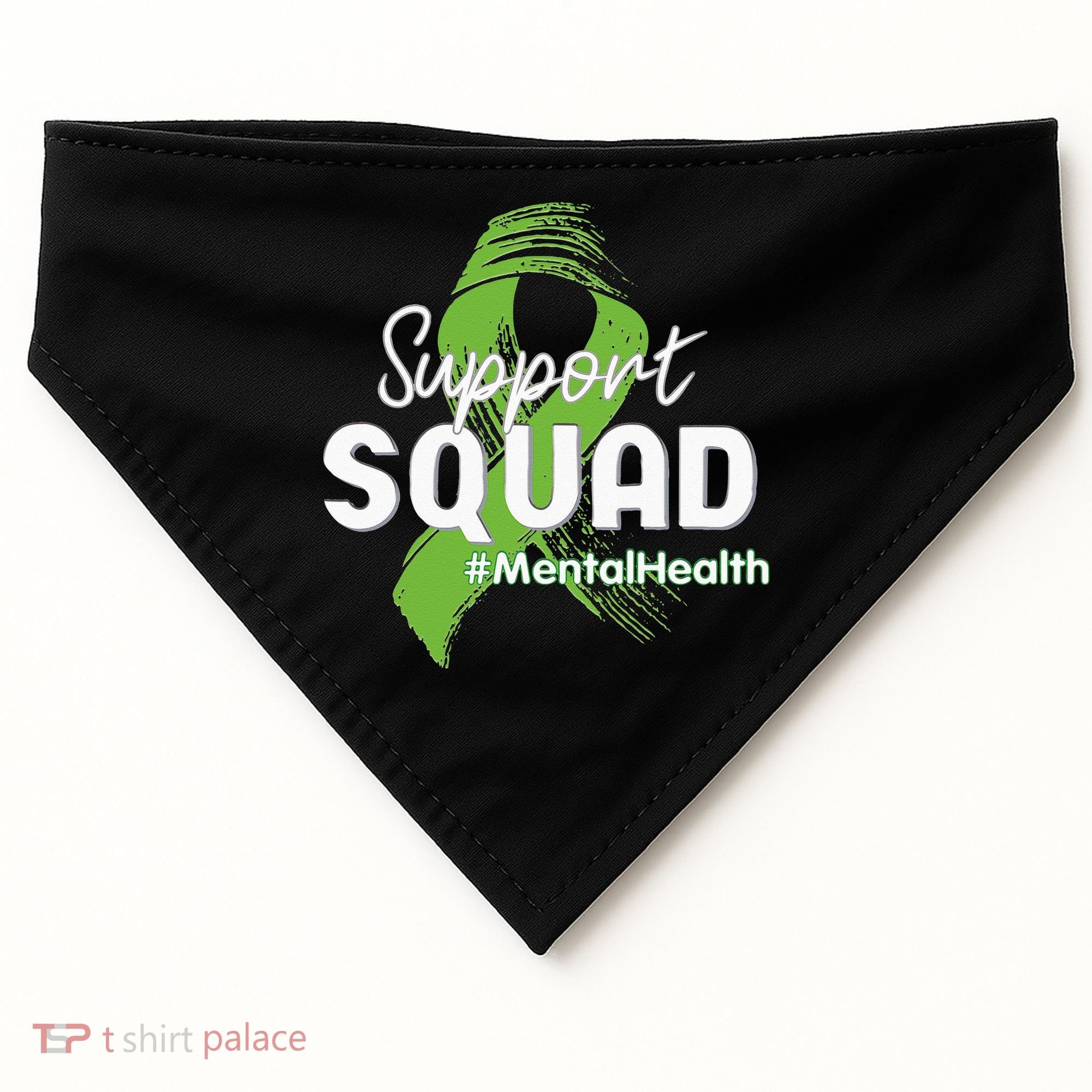 Support Squad Mental Health Awareness Lime Green Ribbon USA-Made Doggie Bandana