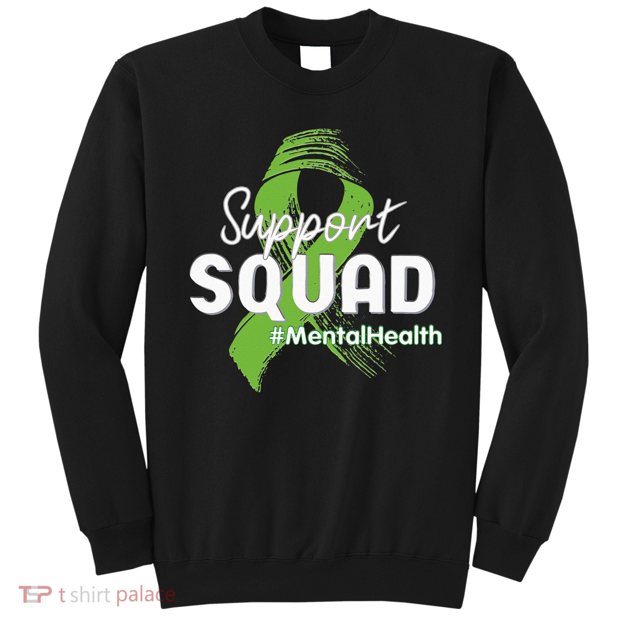 Support Squad Mental Health Awareness Lime Green Ribbon Sweatshirt