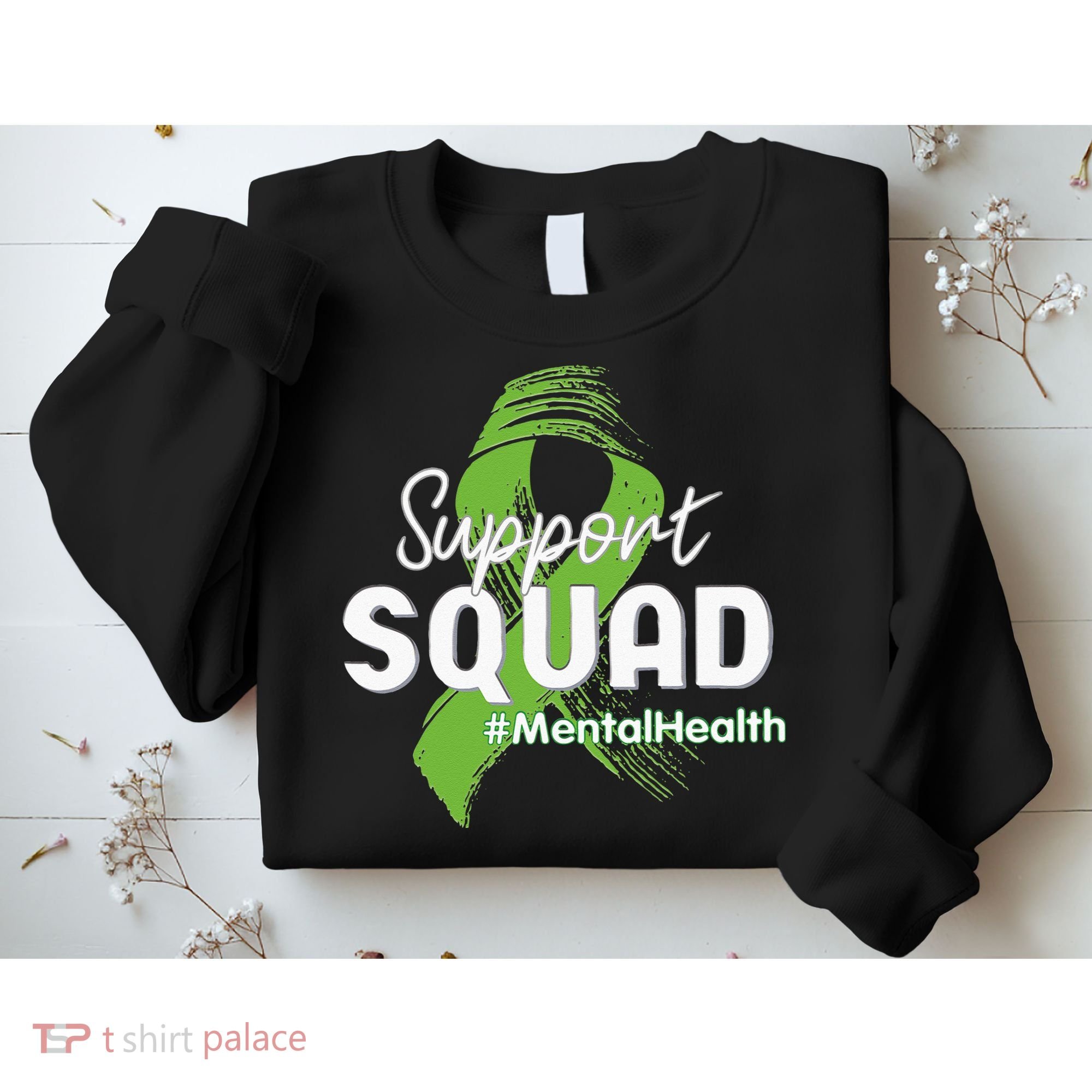 Support Squad Mental Health Awareness Lime Green Ribbon Sweatshirt