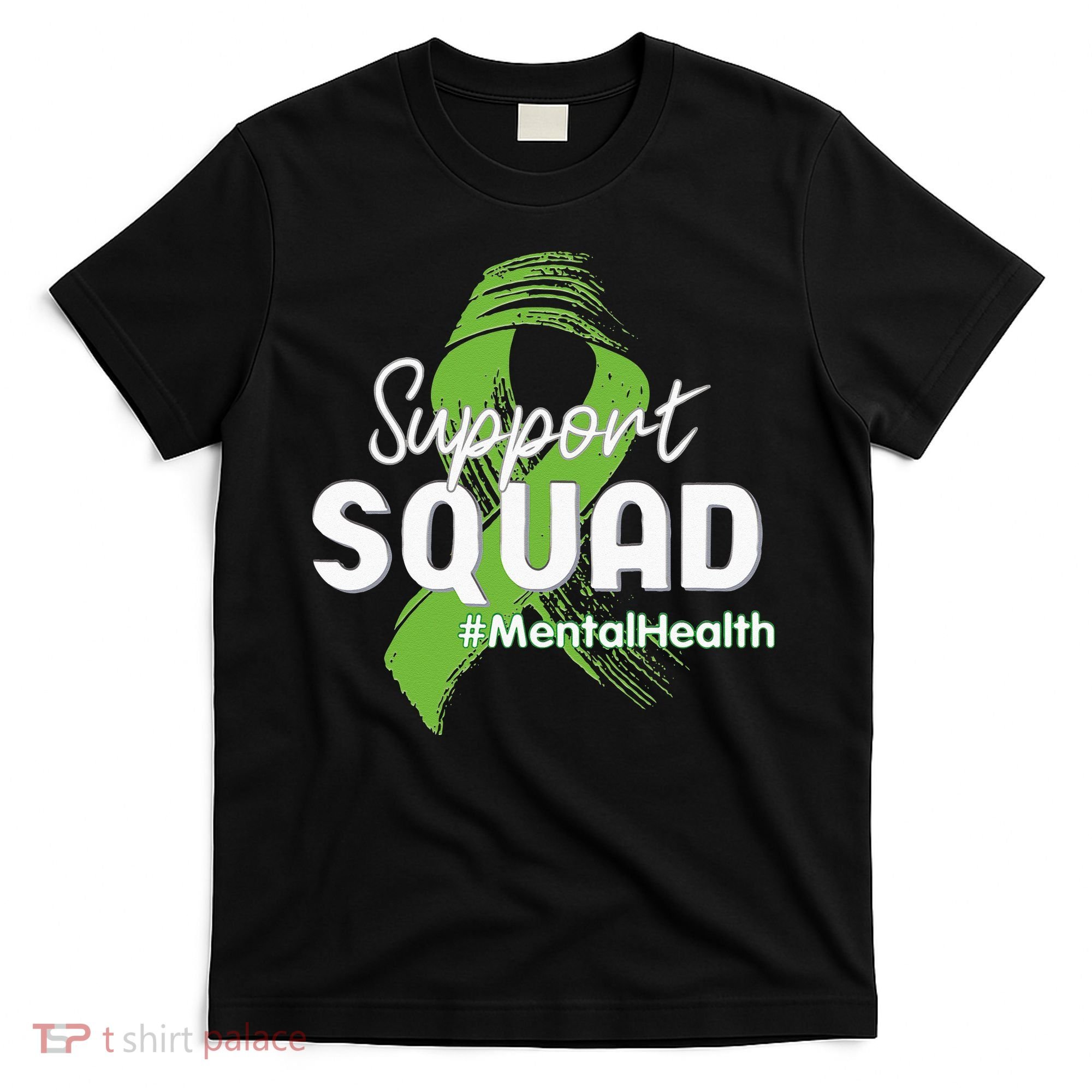 Support Squad Mental Health Awareness Lime Green Ribbon T-Shirt