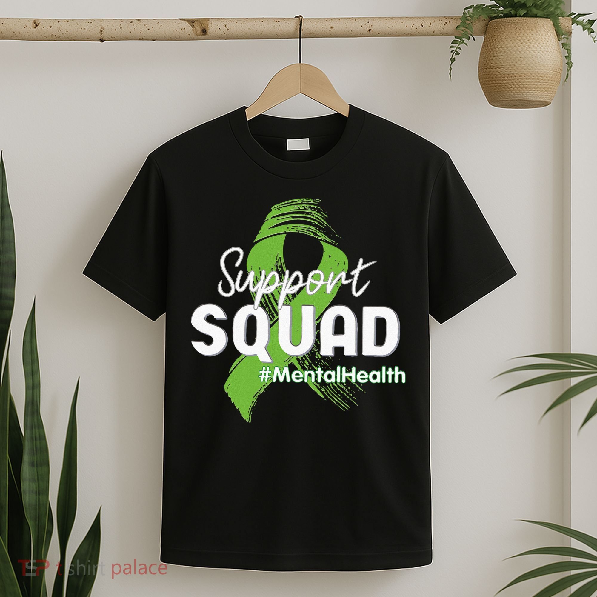 Support Squad Mental Health Awareness Lime Green Ribbon T-Shirt