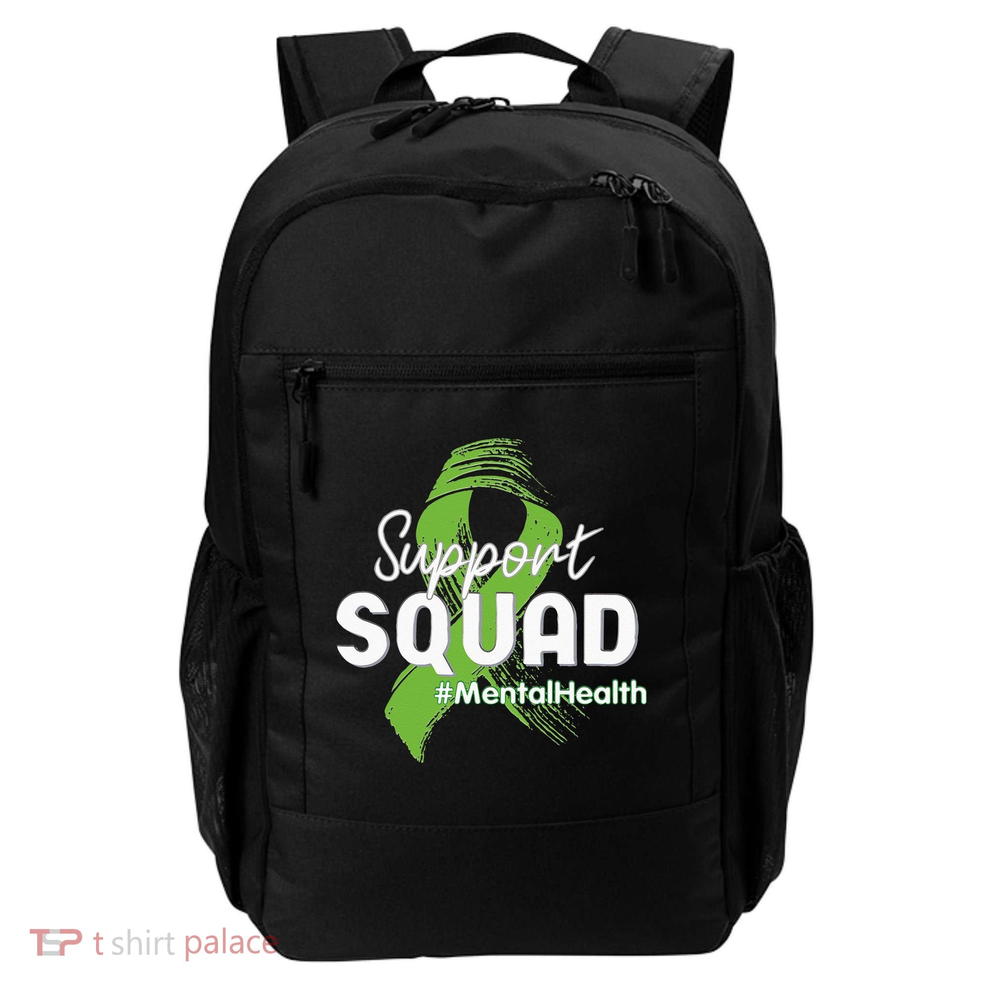 Support Squad Mental Health Awareness Lime Green Ribbon Backpack