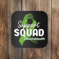 Support Squad Mental Health Awareness Lime Green Ribbon Coaster thumb 0