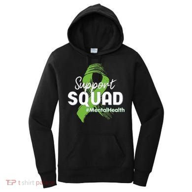 Support Squad Mental Health Awareness Lime Green Ribbon Women's Hoodie