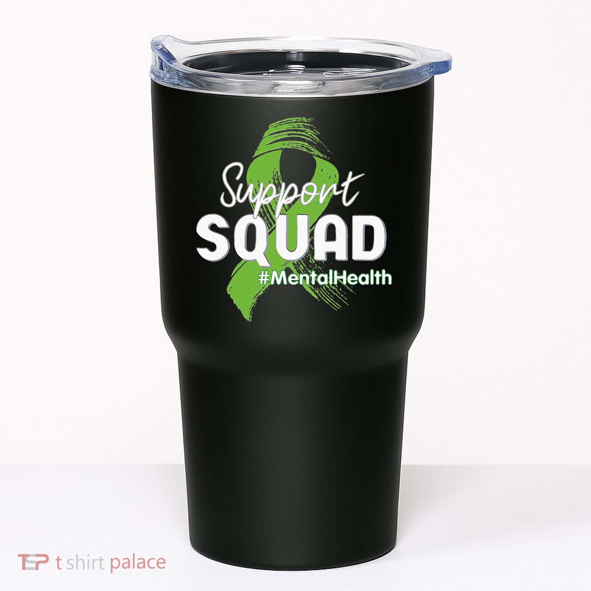 Support Squad Mental Health Awareness Lime Green Ribbon Tumbler