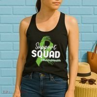 Support Squad Mental Health Awareness Lime Green Ribbon Women's Tank Top thumb 2