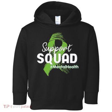 Support Squad Mental Health Awareness Lime Green Ribbon Toddler Hoodie