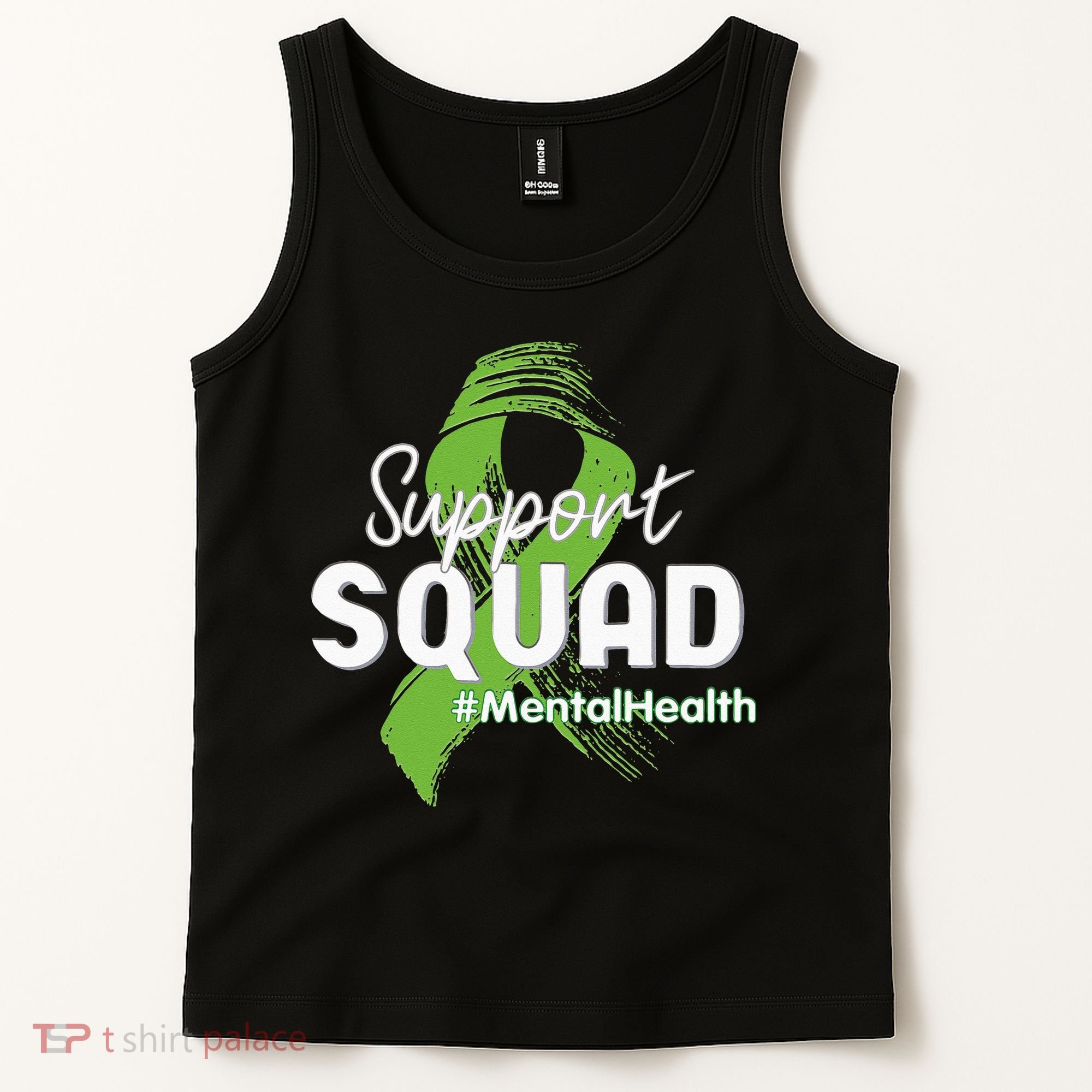 Support Squad Mental Health Awareness Lime Green Ribbon Tank Top