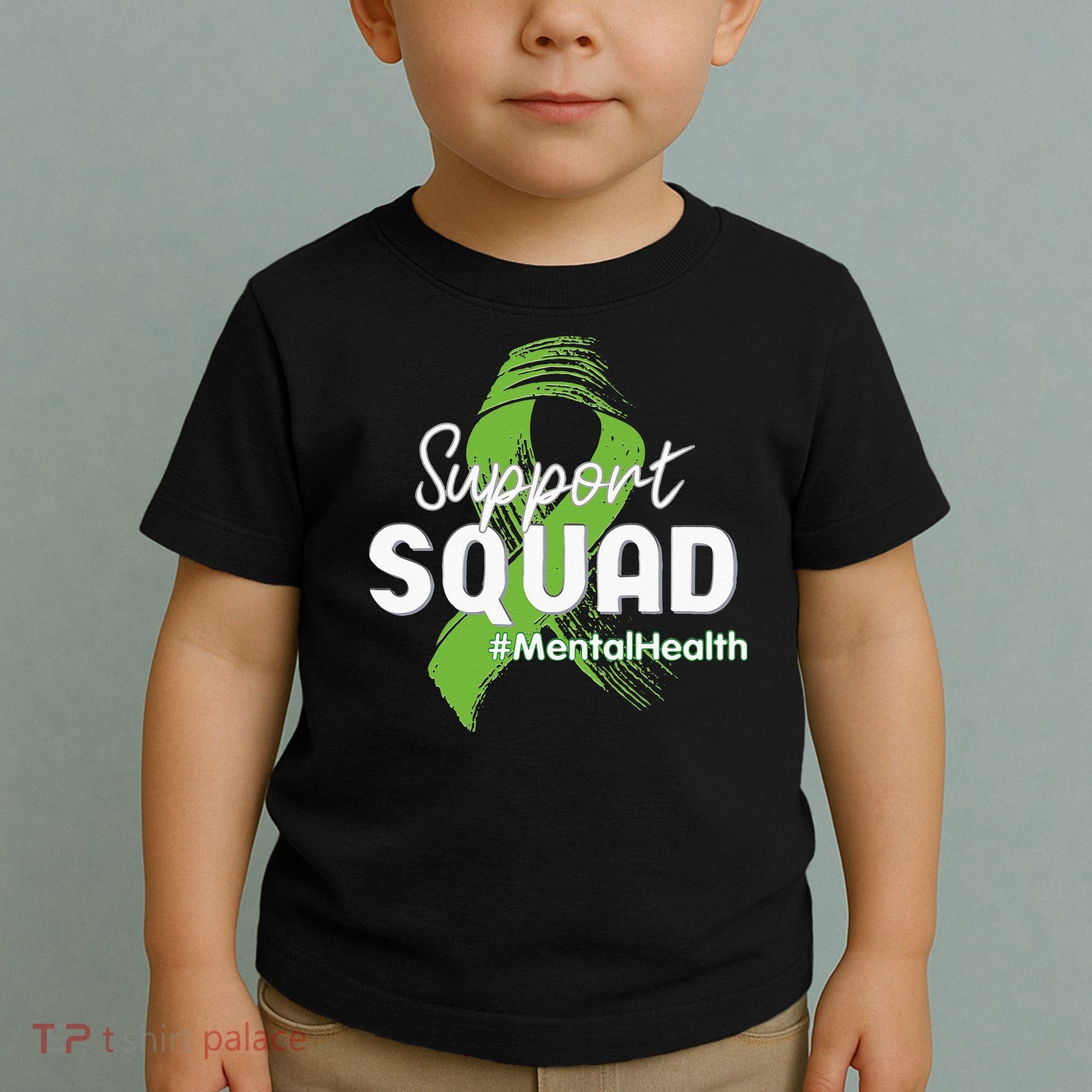 Support Squad Mental Health Awareness Lime Green Ribbon Toddler T-Shirt