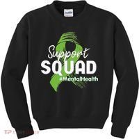 Support Squad Mental Health Awareness Lime Green Ribbon Kids Sweatshirt thumb 0