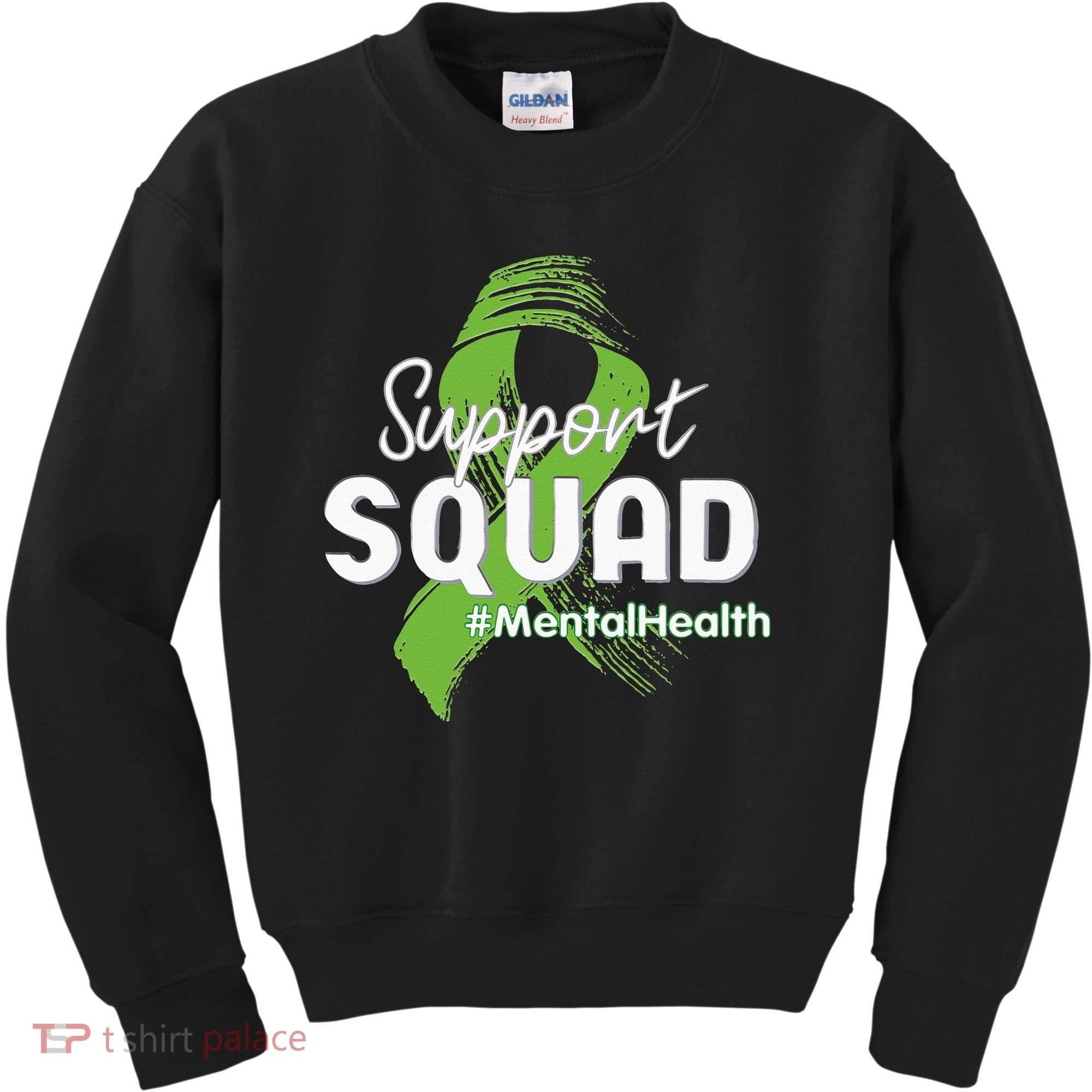 Support Squad Mental Health Awareness Lime Green Ribbon Kids Sweatshirt