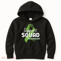 Support Squad Mental Health Awareness Lime Green Ribbon Kids Hoodie thumb 0