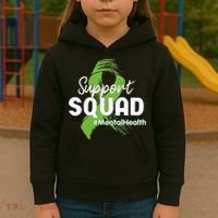 Support Squad Mental Health Awareness Lime Green Ribbon Kids Hoodie thumb 3