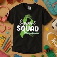 Support Squad Mental Health Awareness Lime Green Ribbon Kids T-Shirt thumb 3