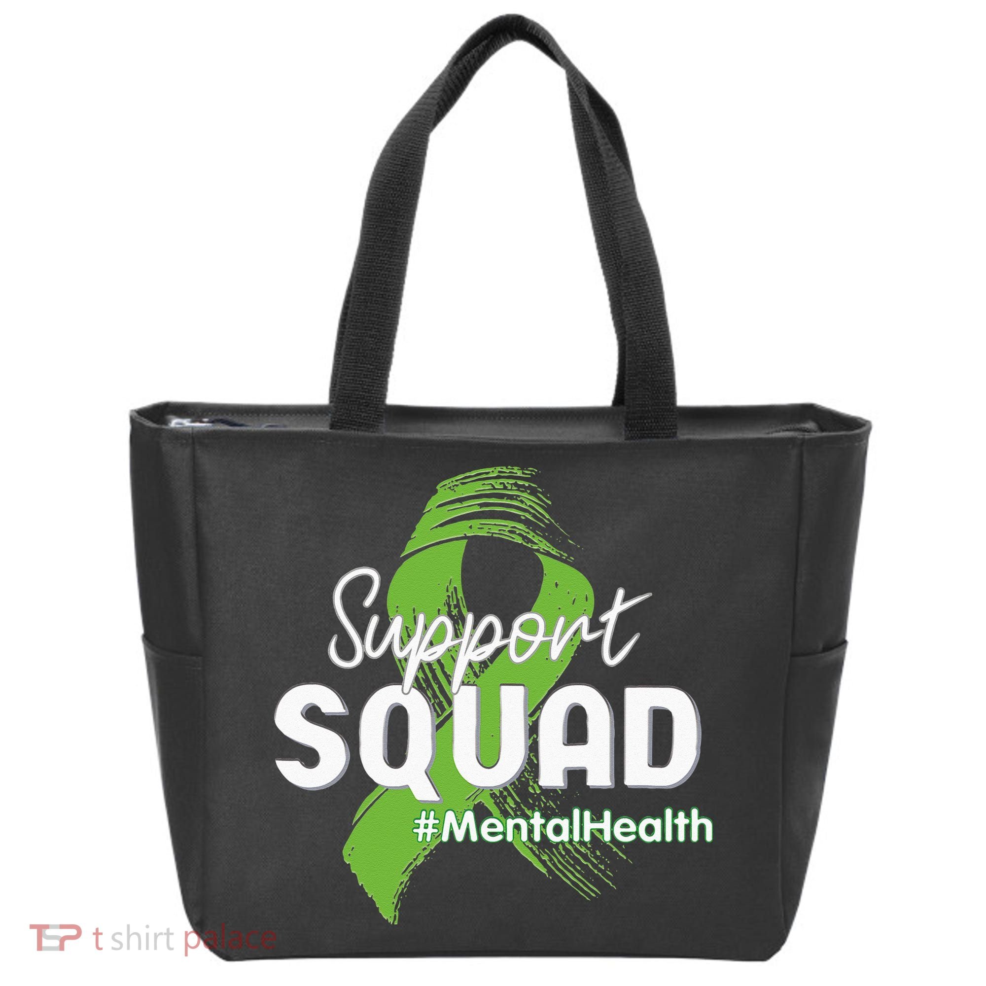 Support Squad Mental Health Awareness Lime Green Ribbon Tote Bag