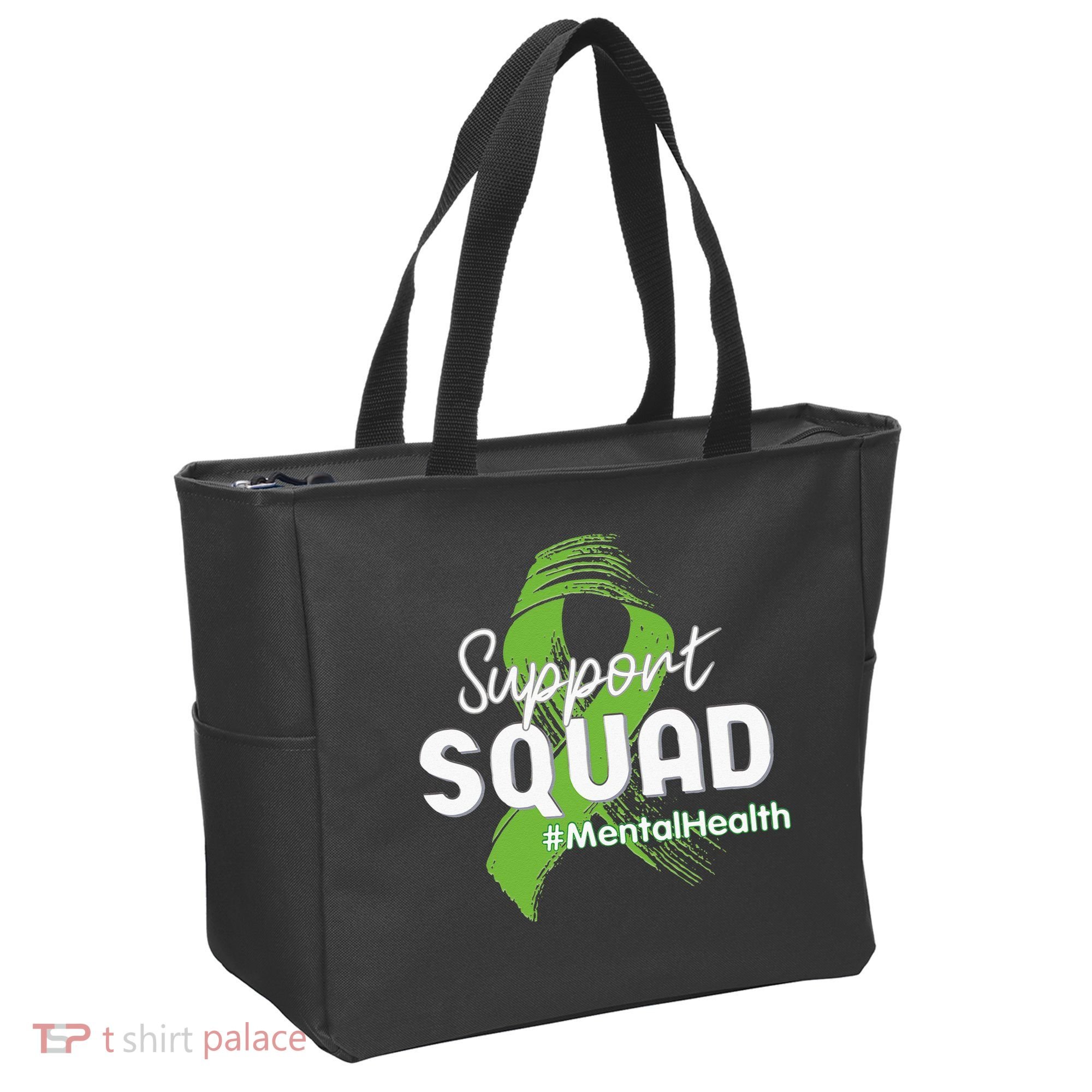 Support Squad Mental Health Awareness Lime Green Ribbon Tote Bag