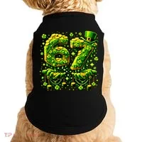 Six Seven Meme 67 St Patricks Day 6-7 Irish Clover Doggie Tank thumb 0