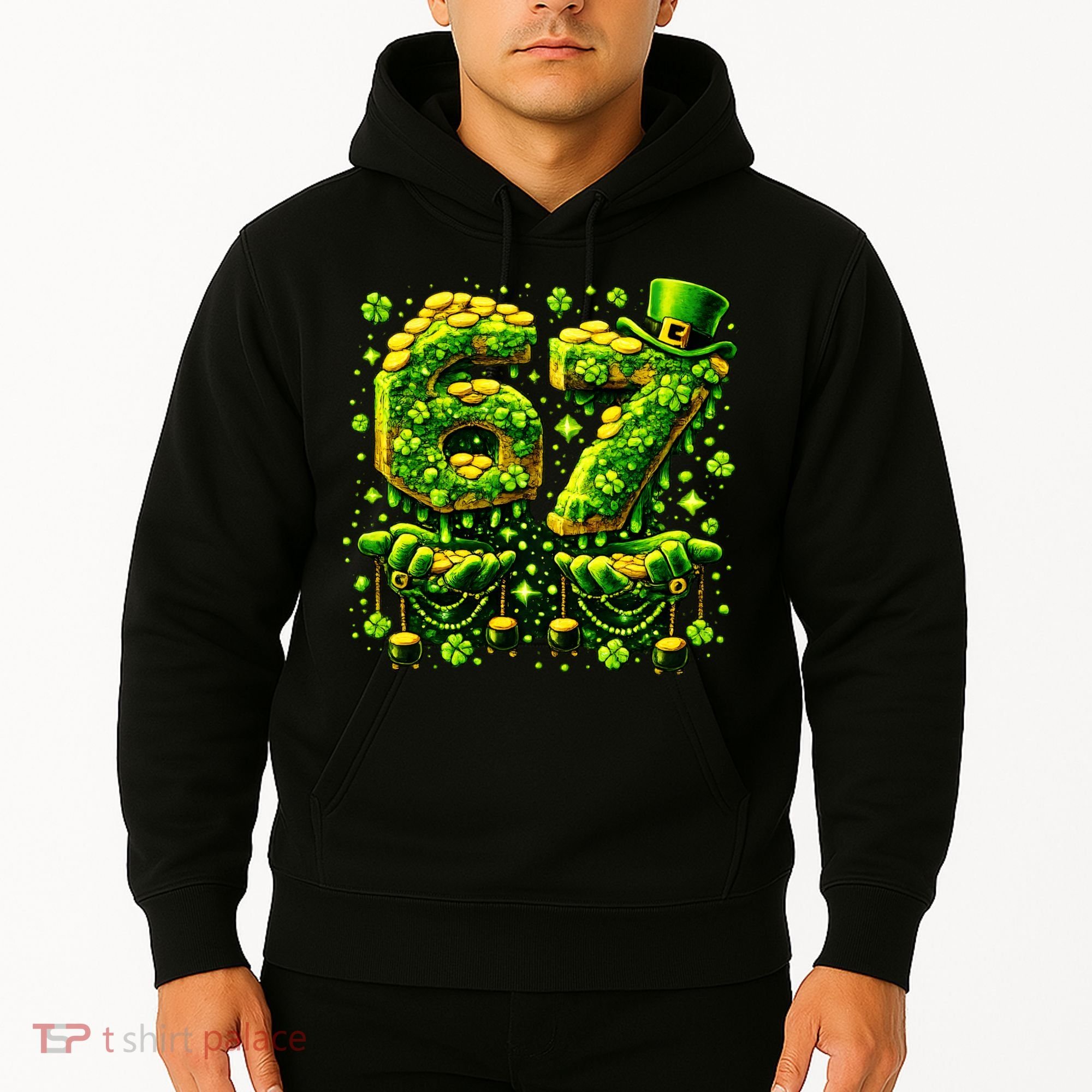 Six Seven Meme 67 St Patricks Day 6-7 Irish Clover Hoodie