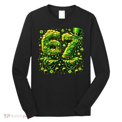 Six Seven Meme 67 St Patricks Day 6-7 Irish Clover Long Sleeve Shirt
